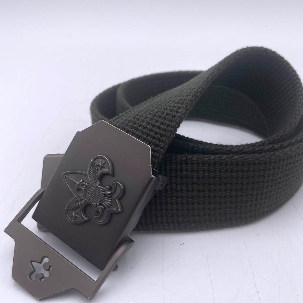 Boy Scouts of America Olive Green Web Belt BSA Fleur-de-lis Buckle 64042 M/L 42"